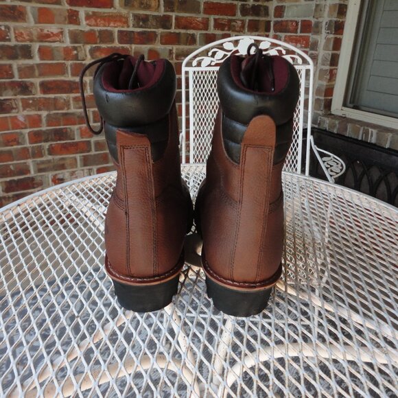 CHIPPEWA Men's Brown Leather Lace Up Steel Toe Waterproof Logger Boots Size 12 - Picture 10 of 11